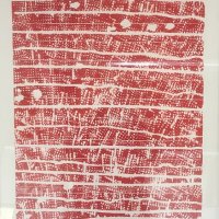Holzschnitt rot, gerahmt unter Glas,  90 x 70 cm CHF 900